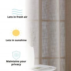 HLC.ME Faux Linen Curtains Abbey Faux Linen Grommet Curtain Valance - Taupe 8 HLC.ME Faux Linen Curtains Abbey Faux Linen Grommet Curtain Valance - Taupe