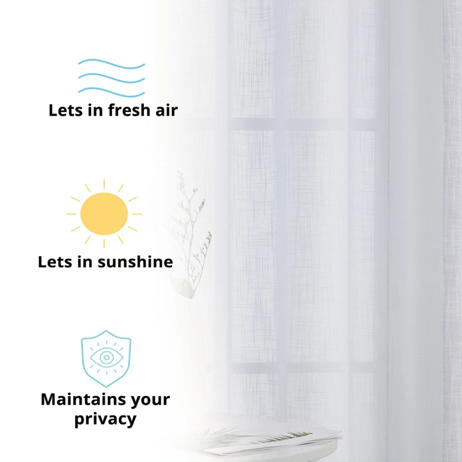 HLC.ME Faux Linen Curtains Brenda Faux Linen Sheer Rod Pocket / Back Tab Tiers 6 HLC.ME Faux Linen Curtains Brenda Faux Linen Sheer Rod Pocket / Back Tab Tiers