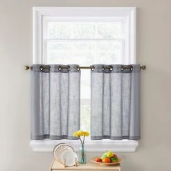 HLC.me Sales 2022 27 HLC.ME Abbey Faux Linen Grommet Cafe Tiers - Grey - Set Of 2