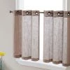 HLC.ME Abbey Faux Linen Grommet Cafe Tiers - Taupe - Set Of 2