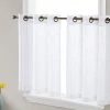 HLC.ME Abbey Faux Linen Grommet Cafe Tiers - White - Set Of 2 Faux Linen Curtains