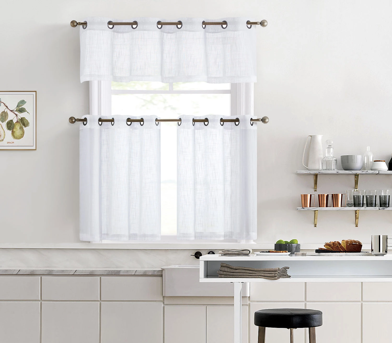 HLC.ME Abbey Faux Linen Grommet Curtain Valance - White Faux Linen Curtains 4 HLC.ME Abbey Faux Linen Grommet Curtain Valance - White Faux Linen Curtains