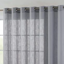 HLC.ME Abbey Faux Linen Grommet Patio Door Panel - Grey