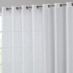 HLC.ME Abbey Faux Linen Grommet Patio Door Panel - White