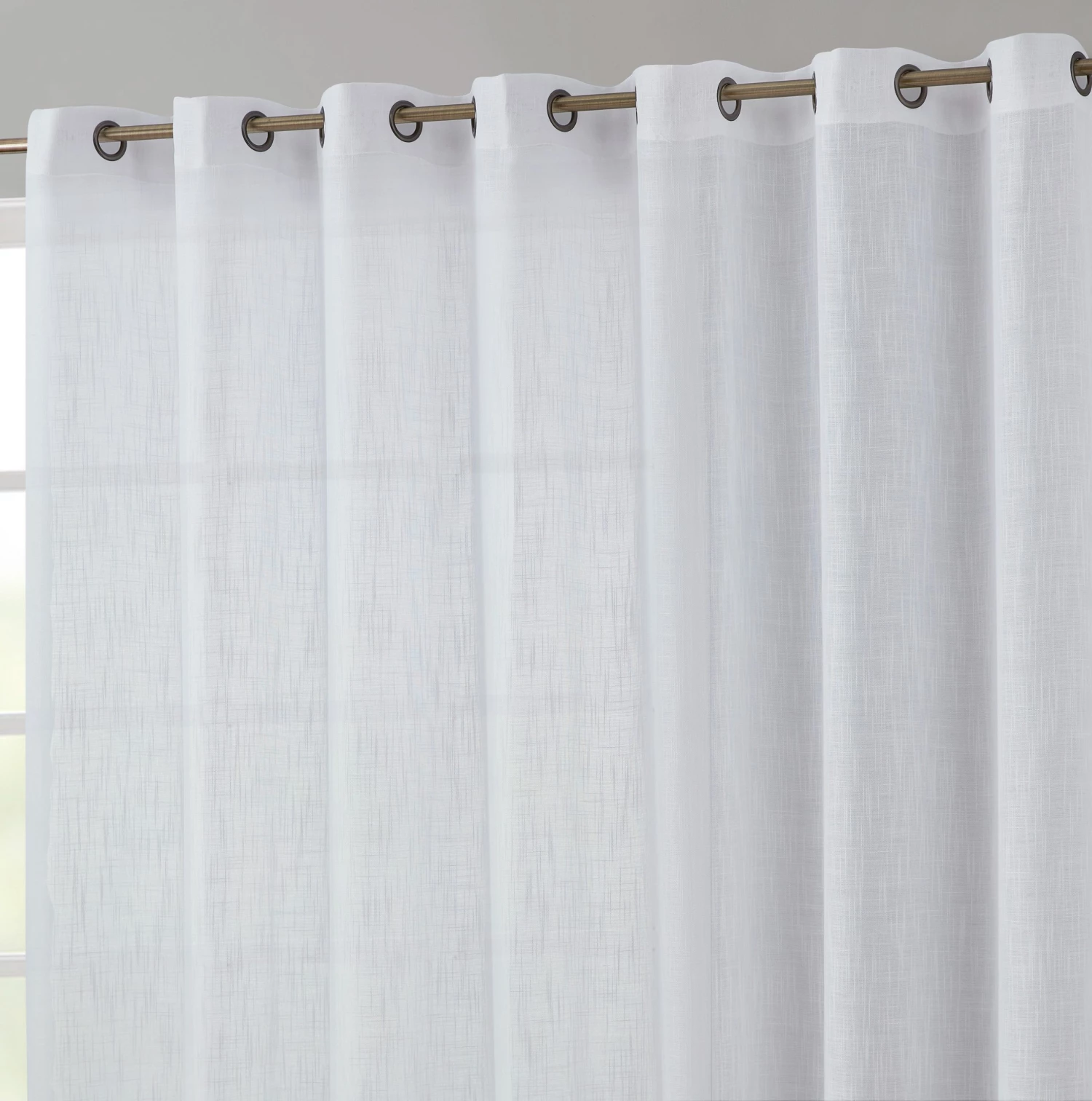HLC.ME Abbey Faux Linen Grommet Patio Door Panel - White 3 HLC.ME Abbey Faux Linen Grommet Patio Door Panel - White