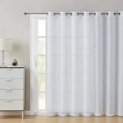 HLC.ME Abbey Faux Linen Grommet Patio Door Panel - White 13 HLC.ME Abbey Faux Linen Grommet Patio Door Panel - White