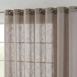 HLC.ME Abbey Faux Linen Grommet Patio Door Panel - Taupe
