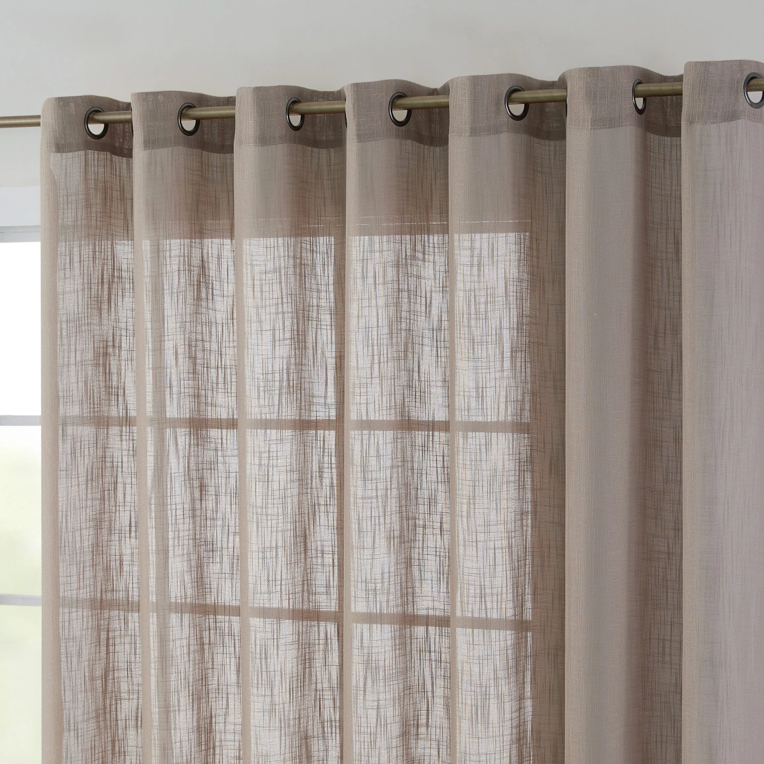 HLC.ME Abbey Faux Linen Grommet Patio Door Panel - Taupe 3 HLC.ME Abbey Faux Linen Grommet Patio Door Panel - Taupe
