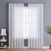 HLC.ME Brenda Faux Linen Sheer Rod Pocket / Back Tab Curtain Panels Sheer Curtains