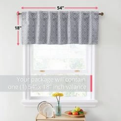 HLC.ME Franklin Moroccan Trellis 100% Blackout Back Tab Valance - Light Grey