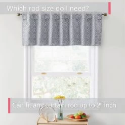 HLC.ME Franklin Moroccan Trellis 100% Blackout Back Tab Valance - Light Grey