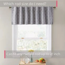 HLC.ME Franklin Moroccan Trellis 100% Blackout Back Tab Valance - Grey