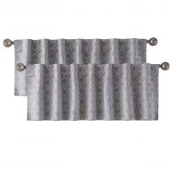 HLC.ME Franklin Moroccan Trellis 100% Blackout Back Tab Valance - Grey