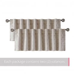 HLC.ME Franklin Moroccan Trellis 100% Blackout Back Tab Valance - Taupe