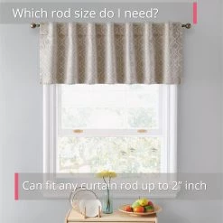 HLC.ME Franklin Moroccan Trellis 100% Blackout Back Tab Valance - Taupe