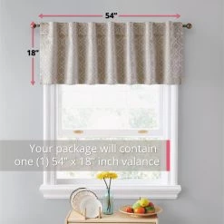 HLC.ME Franklin Moroccan Trellis 100% Blackout Back Tab Valance - Taupe