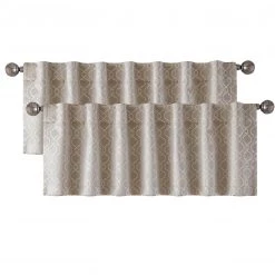 HLC.ME Franklin Moroccan Trellis 100% Blackout Back Tab Valance - Taupe