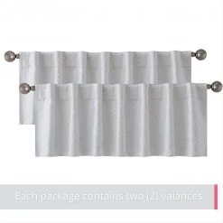 HLC.ME Faux Linen Curtains Franklin Moroccan Trellis 100% Blackout Back Tab Valance - White 8 HLC.ME Faux Linen Curtains Franklin Moroccan Trellis 100% Blackout Back Tab Valance - White