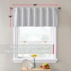 HLC.ME Faux Linen Curtains Franklin Moroccan Trellis 100% Blackout Back Tab Valance - White