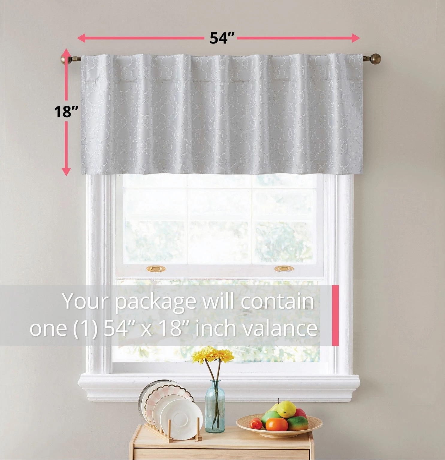 HLC.ME Faux Linen Curtains Franklin Moroccan Trellis 100% Blackout Back Tab Valance - White 4 HLC.ME Faux Linen Curtains Franklin Moroccan Trellis 100% Blackout Back Tab Valance - White