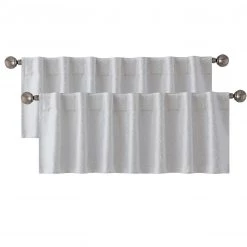 HLC.ME Faux Linen Curtains Franklin Moroccan Trellis 100% Blackout Back Tab Valance - White