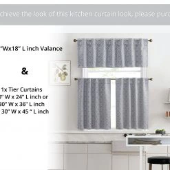 HLC.ME Franklin Moroccan Trellis 100% Blackout Back Tab Valance - Light Grey