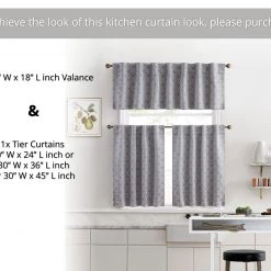 HLC.ME Franklin Moroccan Trellis 100% Blackout Back Tab Valance - Grey