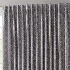 HLC.ME Franklin Moroccan Trellis 100% Blackout Patio Door Panel - Grey Faux Linen Curtains