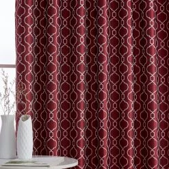HLC.ME Blackout Curtains Franklin Moroccan Trellis 100% Complete Blackout Back Tab Curtains - Burgundy - Set Of 2 12 HLC.ME Blackout Curtains Franklin Moroccan Trellis 100% Complete Blackout Back Tab Curtains - Burgundy - Set Of 2