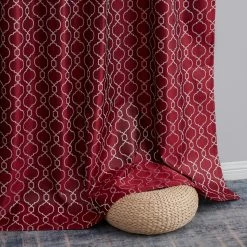 HLC.ME Blackout Curtains Franklin Moroccan Trellis 100% Complete Blackout Back Tab Curtains - Burgundy - Set Of 2 14 HLC.ME Blackout Curtains Franklin Moroccan Trellis 100% Complete Blackout Back Tab Curtains - Burgundy - Set Of 2