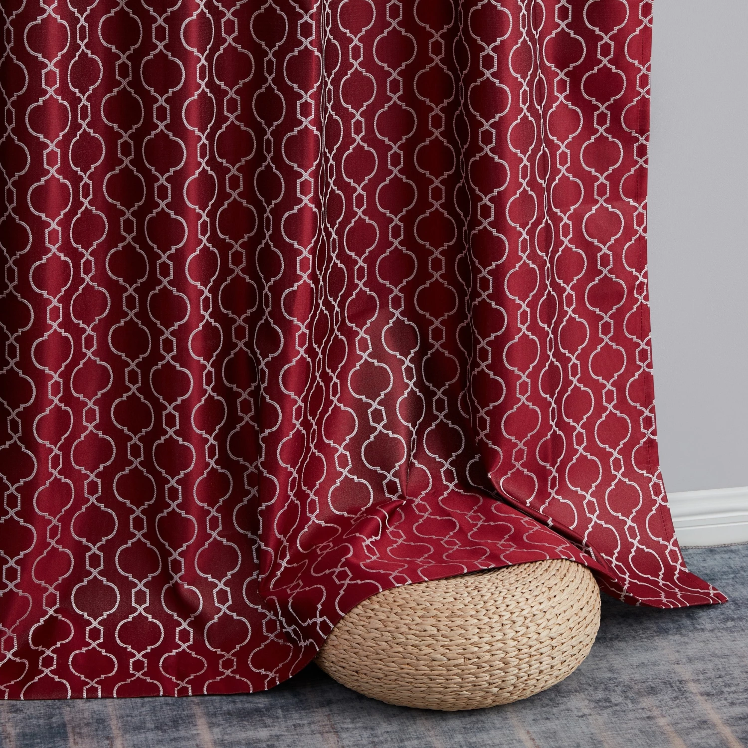 HLC.ME Blackout Curtains Franklin Moroccan Trellis 100% Complete Blackout Back Tab Curtains - Burgundy - Set Of 2 8 HLC.ME Blackout Curtains Franklin Moroccan Trellis 100% Complete Blackout Back Tab Curtains - Burgundy - Set Of 2