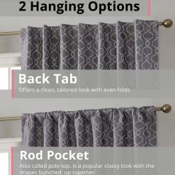 HLC.ME Franklin Moroccan Trellis 100% Blackout Patio Door Panel - Grey Faux Linen Curtains