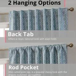 HLC.ME Franklin Moroccan Trellis 100% Complete Blackout Back Tab Curtains - Light Blue - Set Of 2 Blackout Curtains