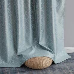 HLC.ME Franklin Moroccan Trellis 100% Complete Blackout Back Tab Curtains - Light Blue - Set Of 2 Blackout Curtains