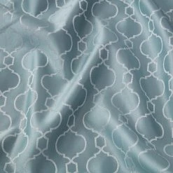 HLC.ME Franklin Moroccan Trellis 100% Complete Blackout Back Tab Curtains - Light Blue - Set Of 2 Blackout Curtains