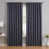 HLC.ME Franklin Moroccan Trellis 100% Complete Blackout Back Tab Curtains - Navy Blue - Set Of 2 Blackout Curtains