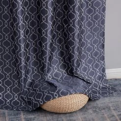 HLC.ME Franklin Moroccan Trellis 100% Blackout Patio Door Panel - Navy Blue