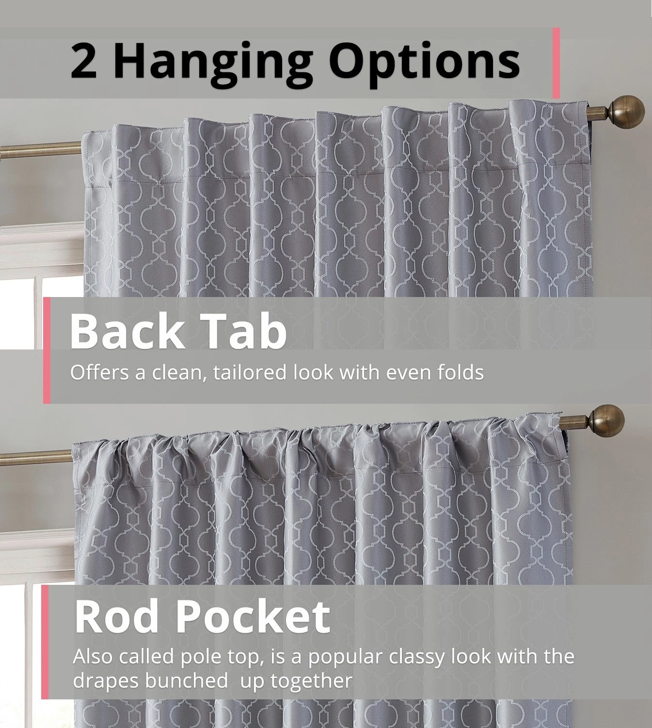 HLC.ME Franklin Moroccan Trellis 100% Blackout Patio Door Panel - Silver/Light Grey Faux Linen Curtains 5 HLC.ME Franklin Moroccan Trellis 100% Blackout Patio Door Panel - Silver/Light Grey Faux Linen Curtains