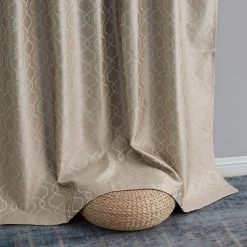 HLC.ME Franklin Moroccan Trellis 100% Complete Blackout Back Tab Curtains - Taupe - Set Of 2 Blackout Curtains