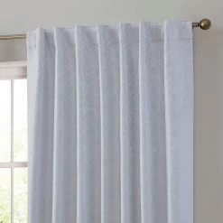 HLC.ME Franklin Moroccan Trellis 100% Complete Blackout Back Tab Curtains - White - Set Of 2