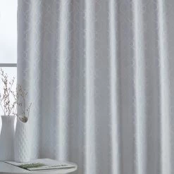 HLC.ME Franklin Moroccan Trellis 100% Complete Blackout Back Tab Curtains - White - Set Of 2