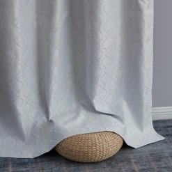 HLC.ME Faux Linen Curtains Franklin Moroccan Trellis 100% Blackout Patio Door Panel - White