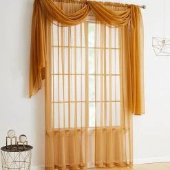HLC.ME Lucento Sheer Window Scarf - Gold Sheer Curtains