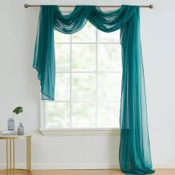 HLC.ME Lucento Sheer Window Scarf - Grey Teal Sheer Curtains