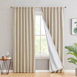 HLC.ME Blackout Curtains Hamilton 100% Blackout Curtain Panels - Beige - Set Of 2