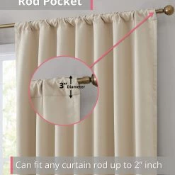 HLC.ME Blackout Curtains Hamilton 100% Blackout Curtain Panels - Beige - Set Of 2