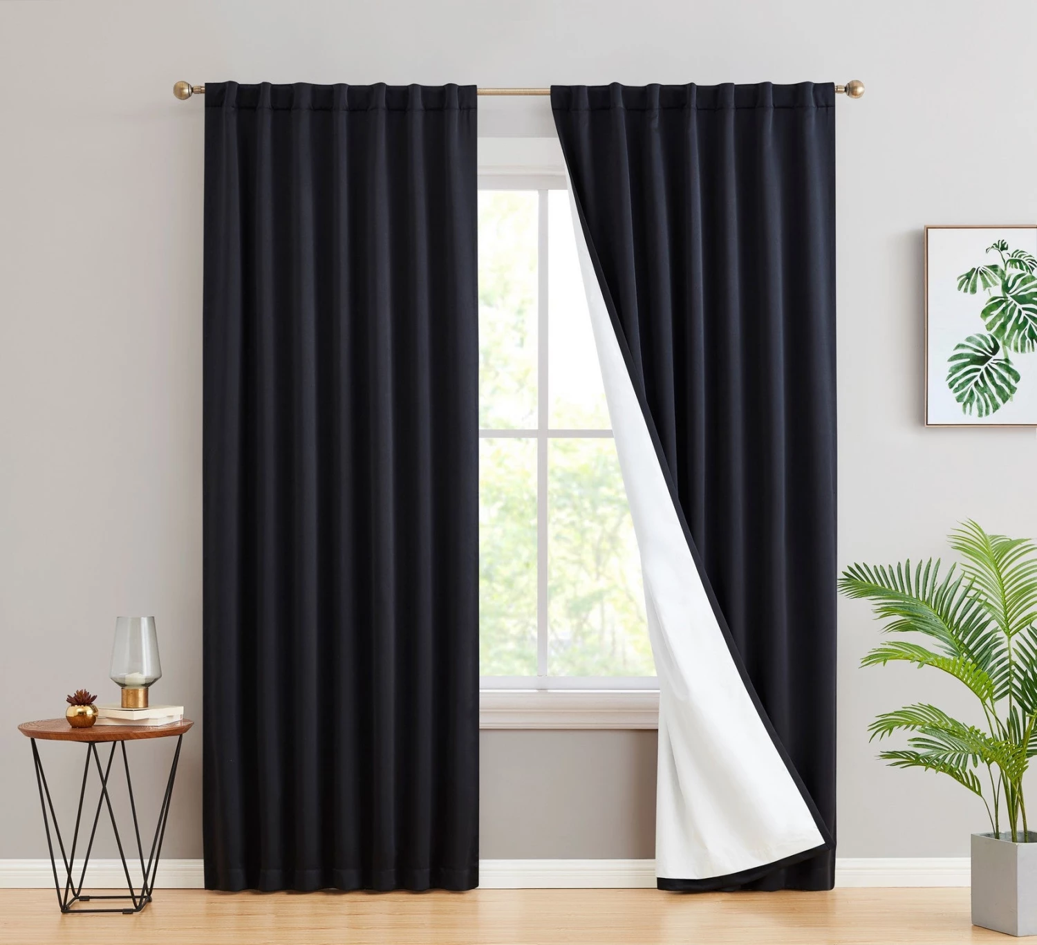 HLC.ME Hamilton 100% Blackout Curtain Panels - Black - Set Of 2 3 HLC.ME Hamilton 100% Blackout Curtain Panels - Black - Set Of 2