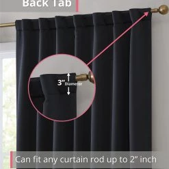 HLC.ME Hamilton 100% Blackout Curtain Panels - Black - Set Of 2