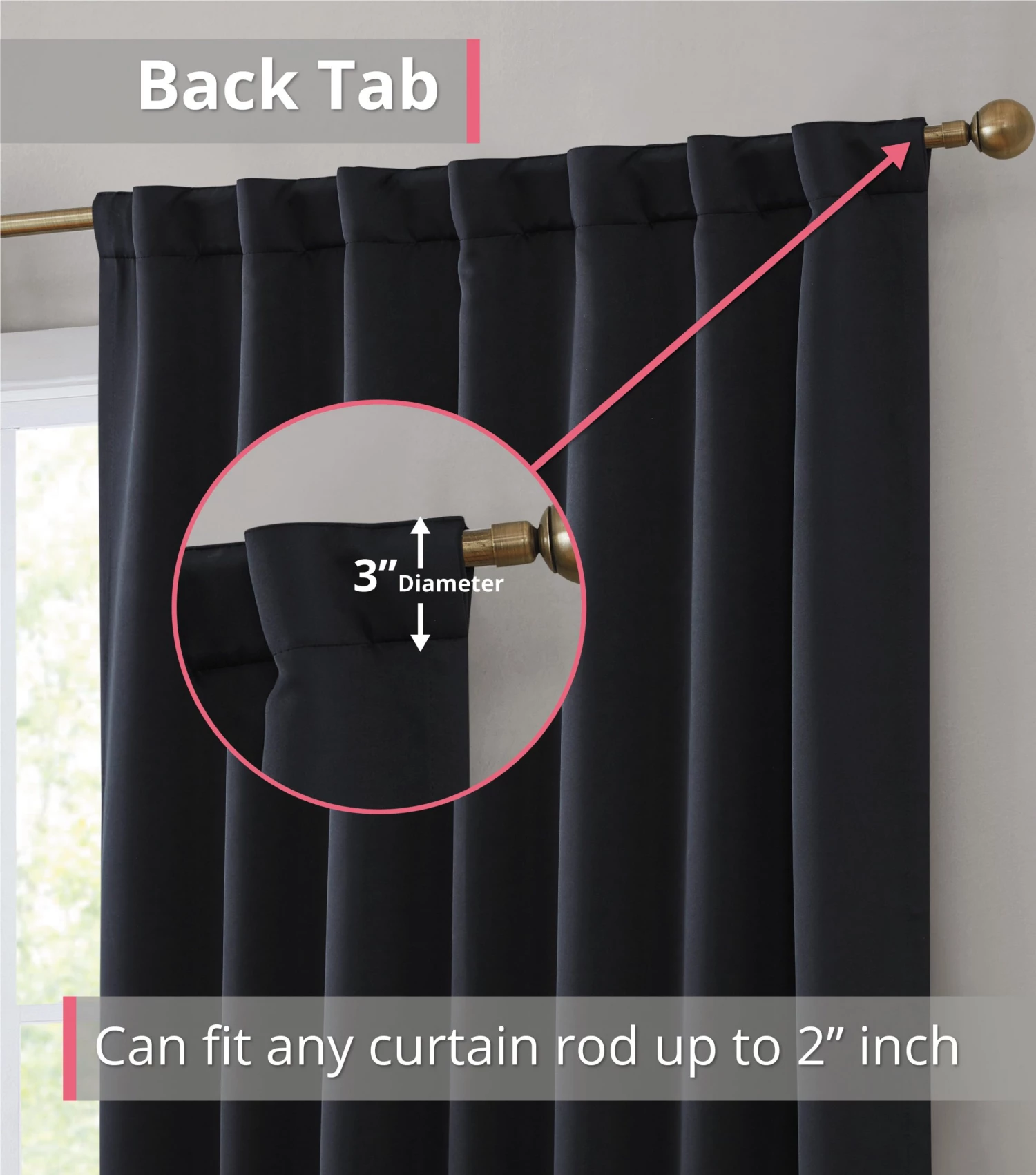 HLC.ME Hamilton 100% Blackout Curtain Panels - Black - Set Of 2 4 HLC.ME Hamilton 100% Blackout Curtain Panels - Black - Set Of 2