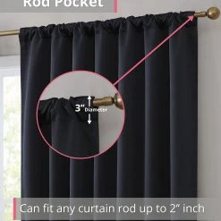 HLC.ME Hamilton 100% Blackout Curtain Panels - Black - Set Of 2 12 HLC.ME Hamilton 100% Blackout Curtain Panels - Black - Set Of 2